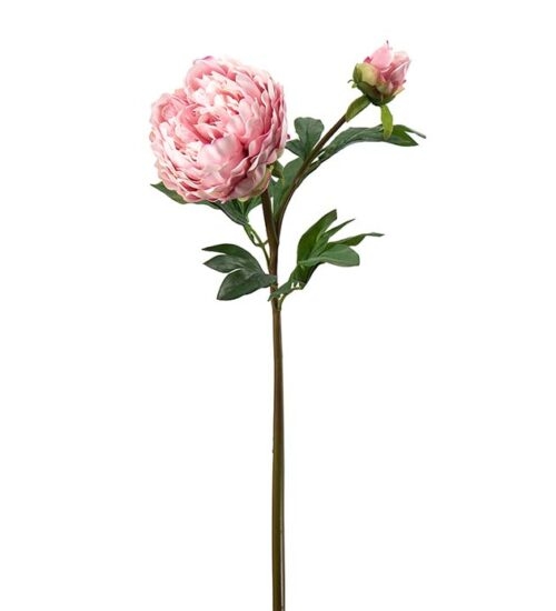 Konstväxt föreställande en pion i rosa på kvist från Mr Plant.