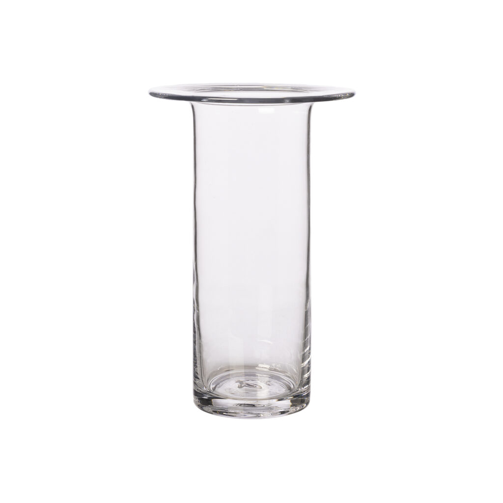 Cylinderformad glasvas på 27cm från ERNST med en bred kant vid öppningen.